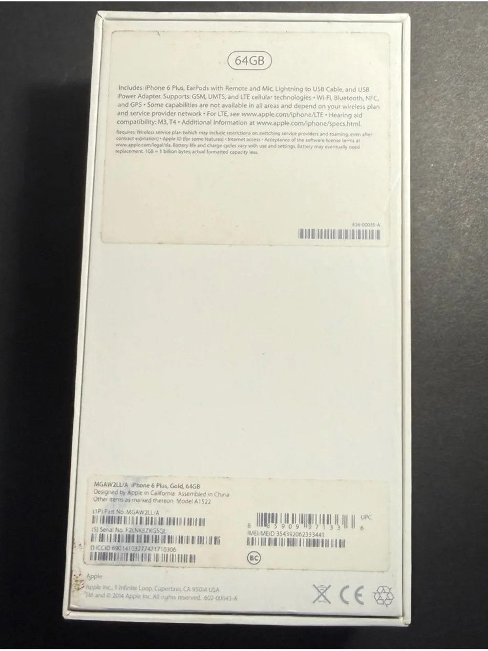 Apple iPhone 6 Plus White Retail Box Only